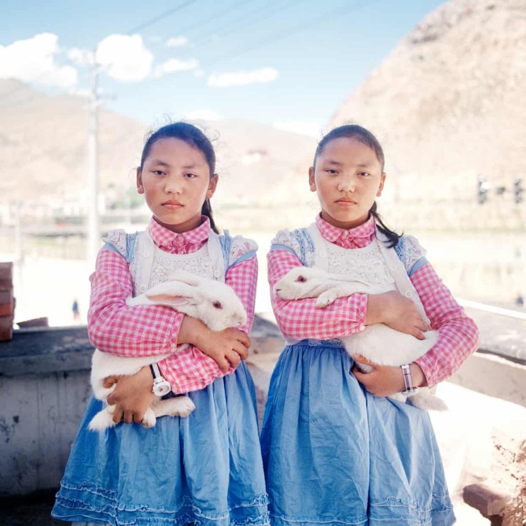 Rinchen Ato's best photograph: Tibetan twins and their albino rabbits