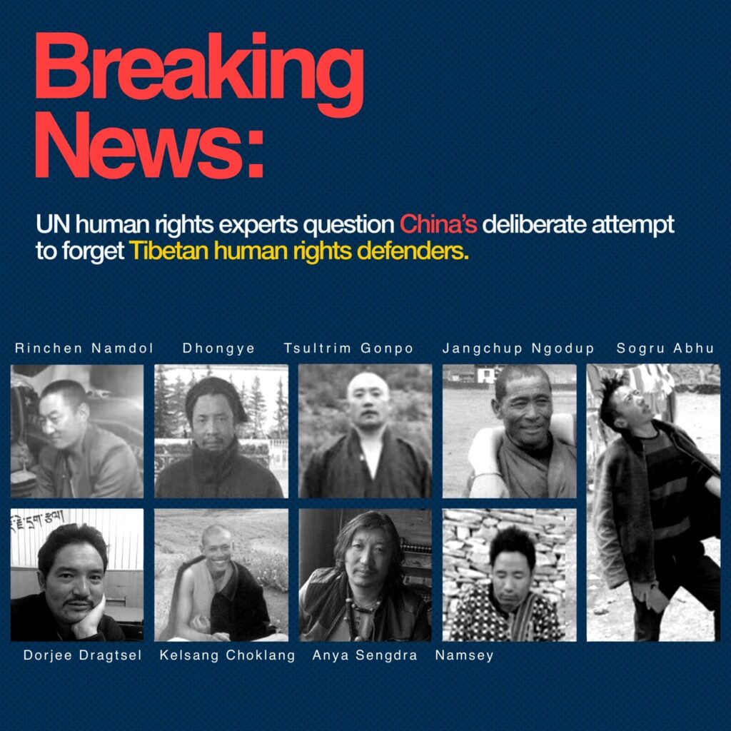 UN Human Rights Experts Question China’s ‘Deliberate Attempt”  To Forget Tibetan Human Rights Defenders